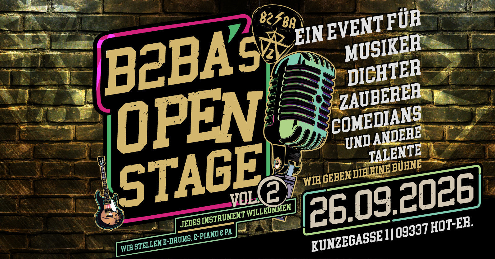 B2BA’s Open Stage Vol. 2 – Bühne frei am 26.09.2026!