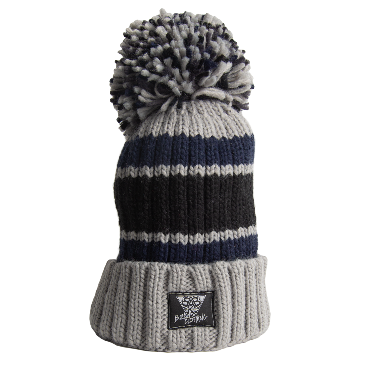 Knitted Bobble Beanie "BlueGrey"