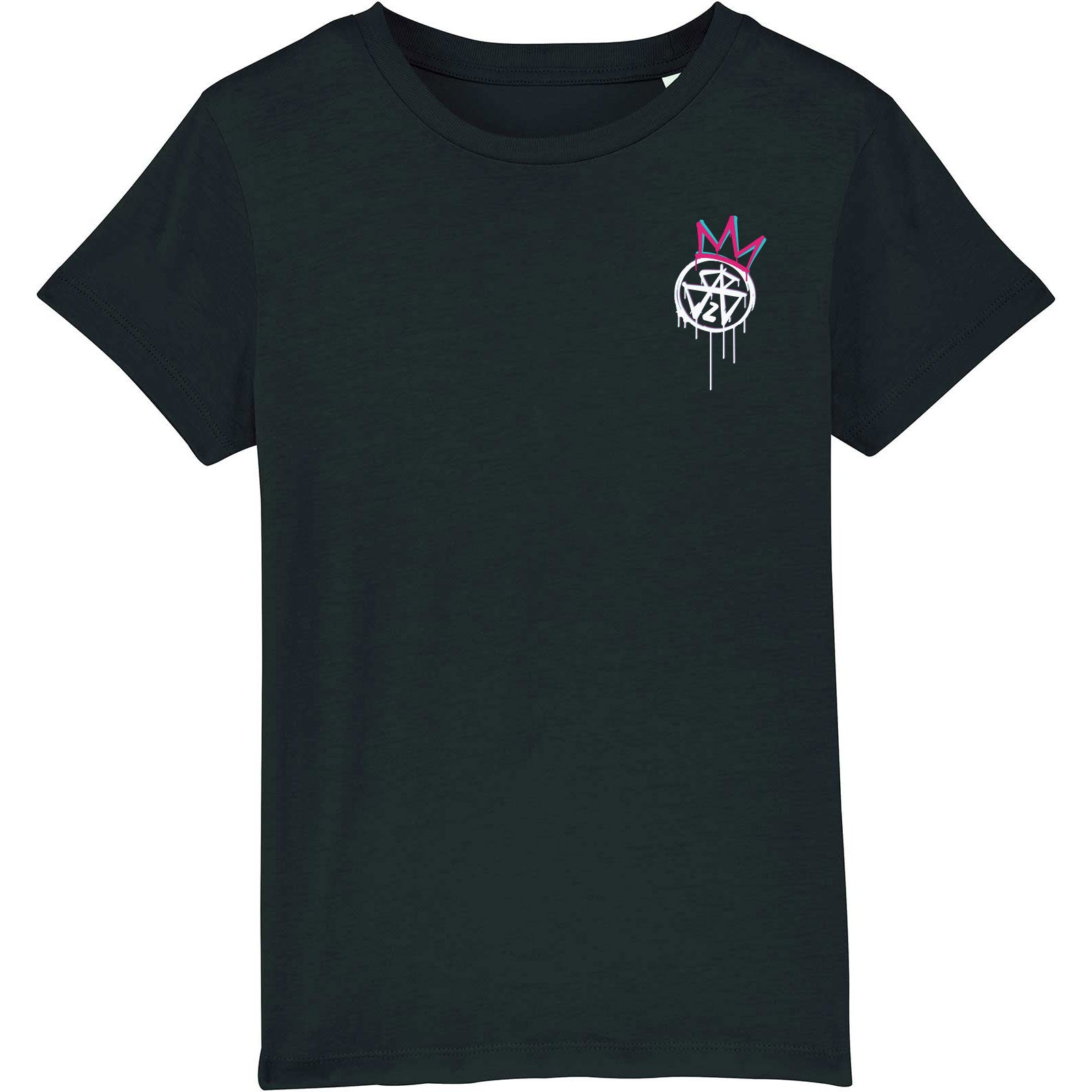 MANIAC26 Kids T-Shirt Schwarz – Frontansicht mit kleinem Logo