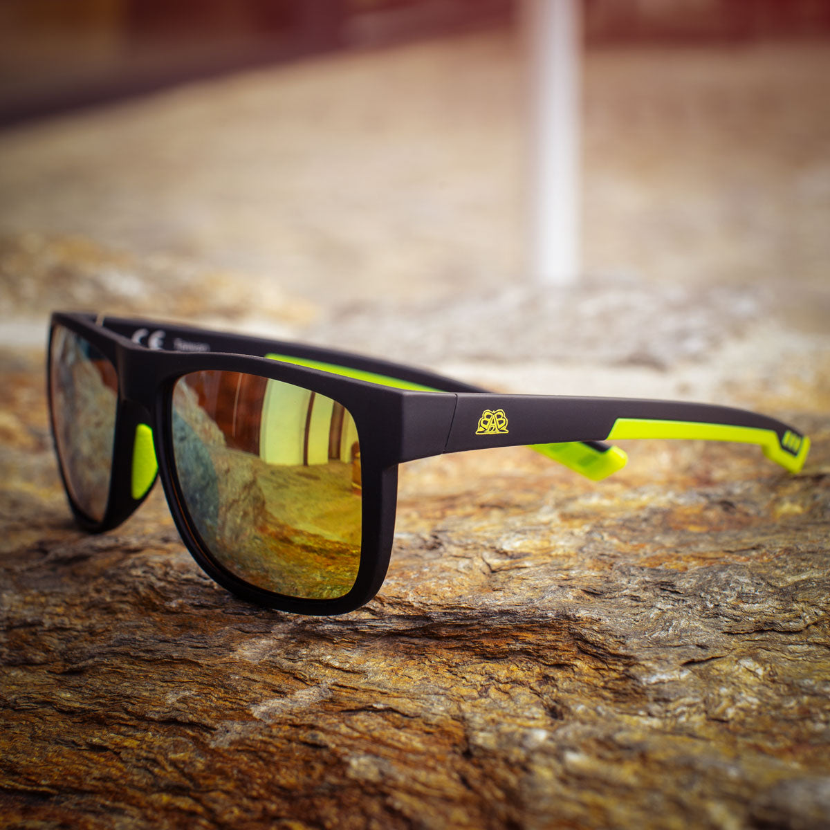 B2BA Sunglasses Mirror Schwarz-Gelb - B2BA Clothing