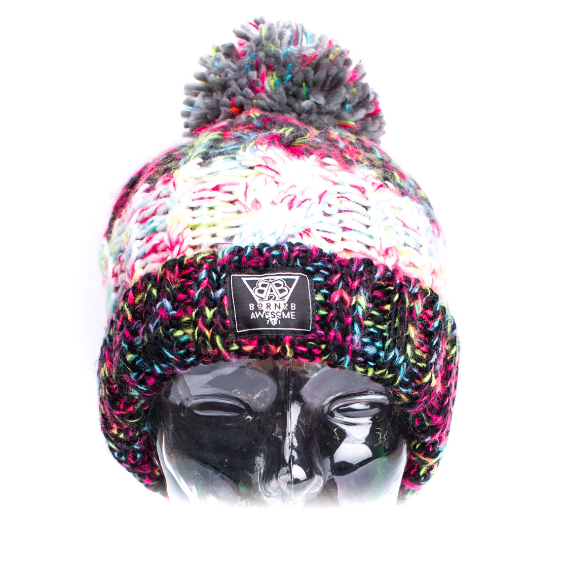 Knitted Bobble Beanie "Candy Crush" - B2BA Clothing
