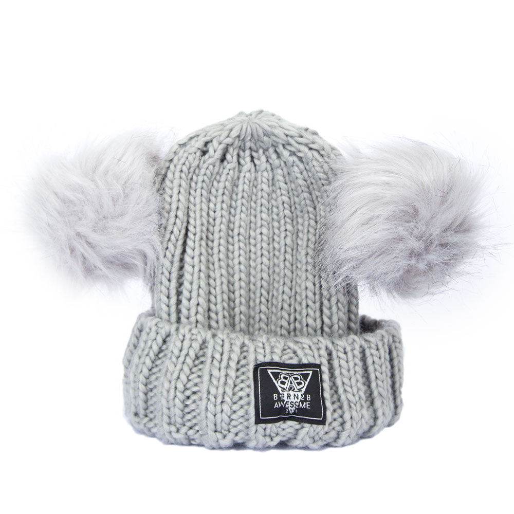 KIDS Knitted Bobble Beanie "Awesome Man" - B2BA Clothing