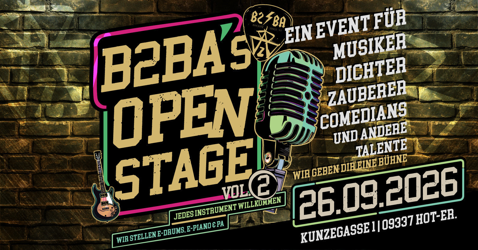B2BA’s Open Stage Vol. 2 – Bühne frei am 26.09.2026!