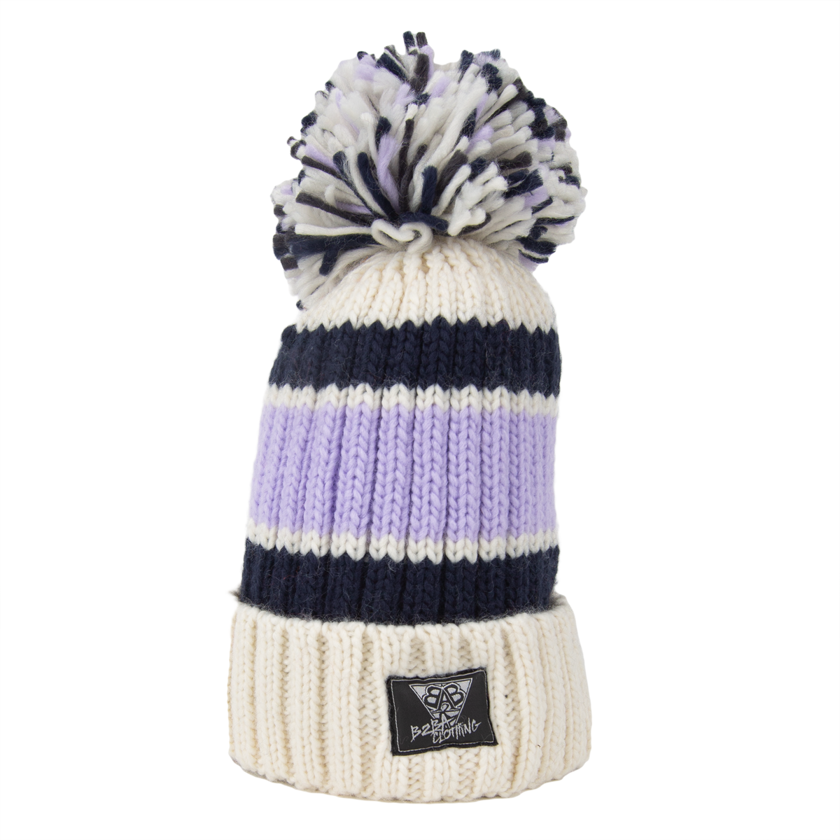 Knitted Bobble Beanie "Blueberry Cheescake"