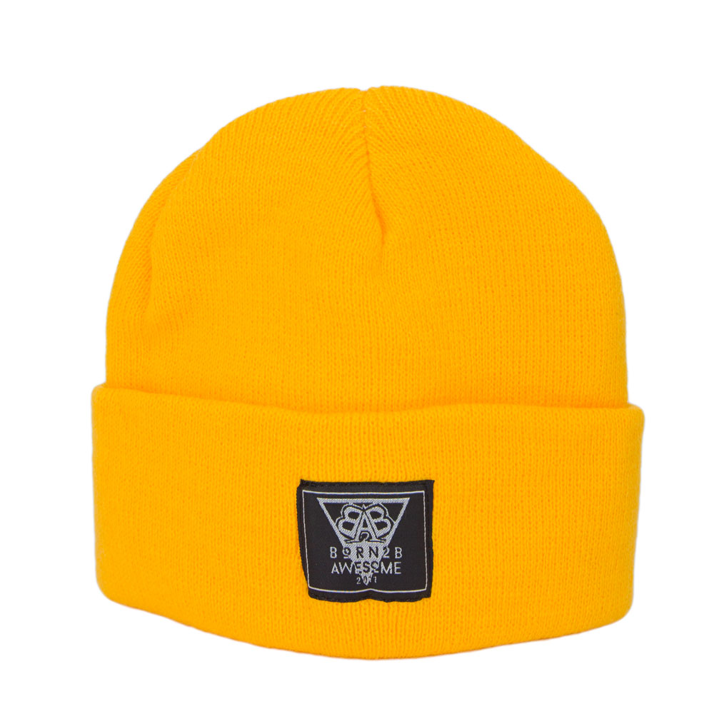 KIDS Daily Beanie "Awesome Man" Yellow - B2BA Clothing
